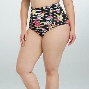 Torrid floral skull high waist bathing suit bottom